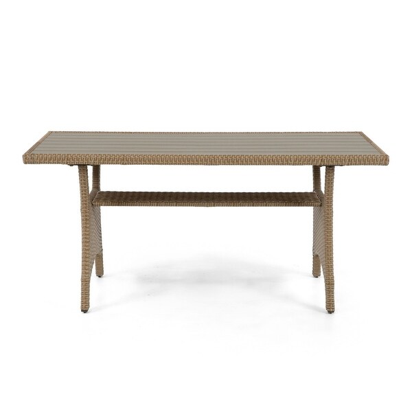 Decker Contemporary 57inch Wicker PlankStyle Outdoor Dining Table by MandL Co.