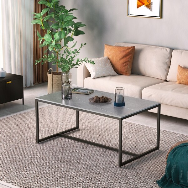 Solid Artifical Marble Rectangle Coffee Table - 23.6