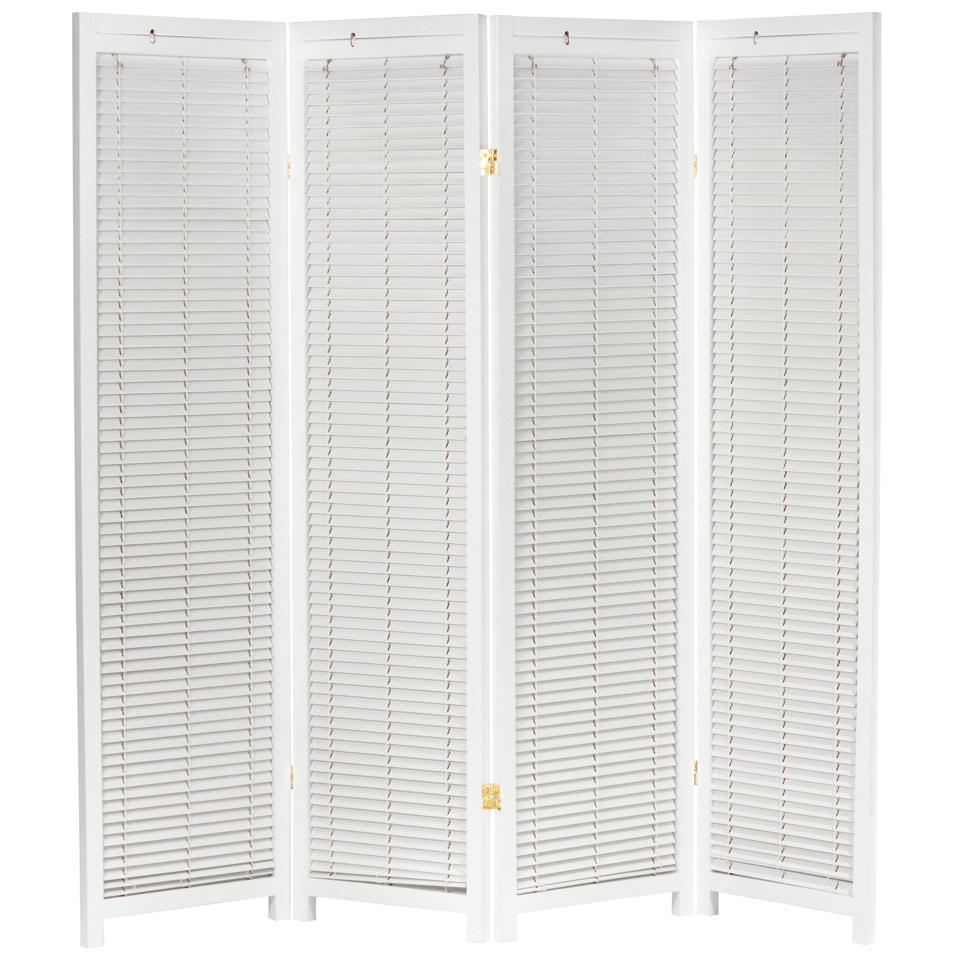 Oriental Furniture 6 ft. Tall Adjustable Shutter Room Divider White - 4 Panel