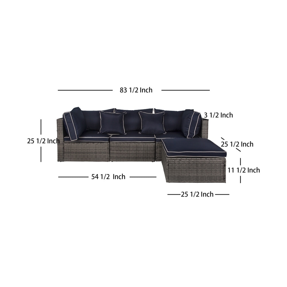 York 4 Piece Outdoor Patio Modular Sectional Sofa with Cushions