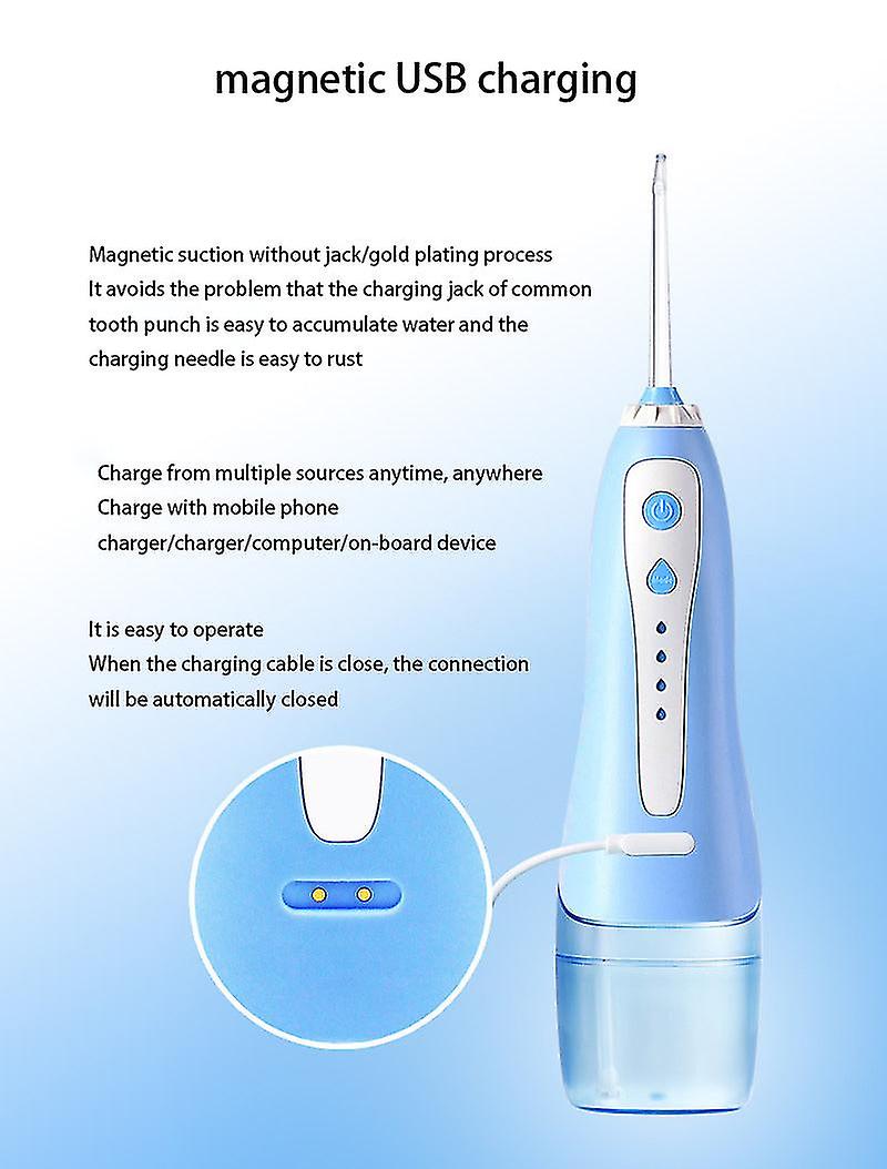 Oral Irrigator Portable Water Dental Flosser Usb Rechargeable Water Jet Floss Tooth Pick 6 Jet Tips 240ml