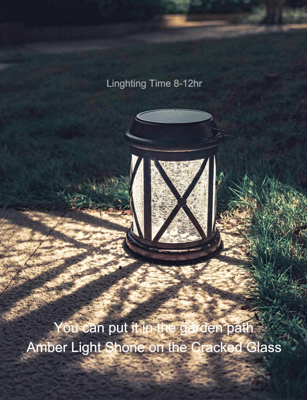 Solar Hanging Lantern， Outdoor Lighting Decorative Light  - Crack in The Glass