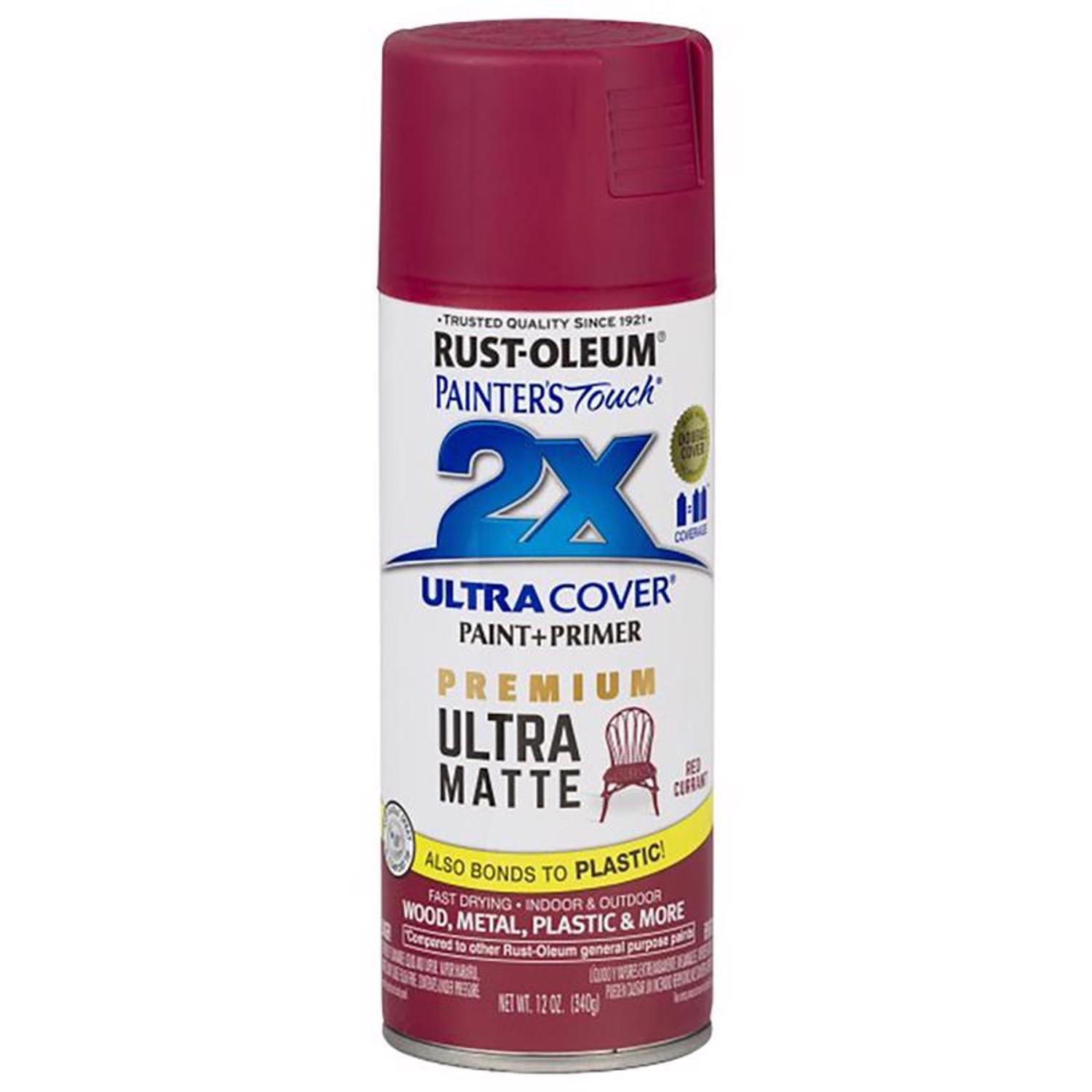 Rust-Oleum Painter\u0027s Touch 2X Ultra Cover Matte Red Currant Paint+Primer Spray Paint 12 oz