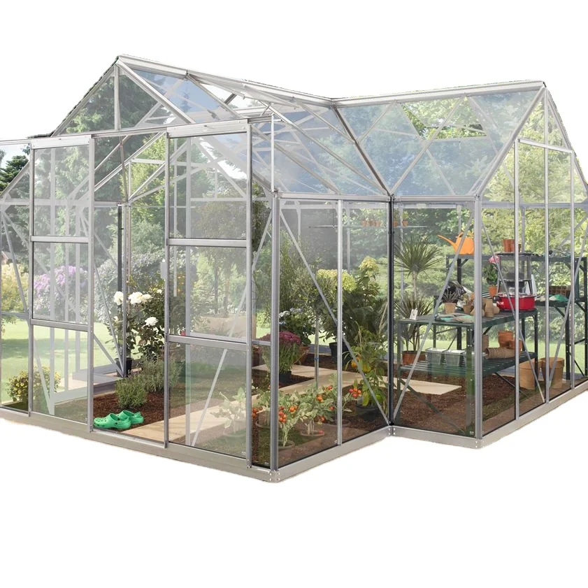 Large domestic garden greenhouse for growing flowers and vegetables glass greenhouse