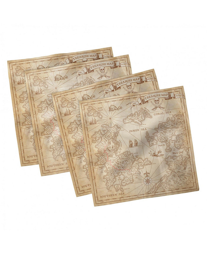 Ambesonne Map Set of 4 Napkins 12 x 12