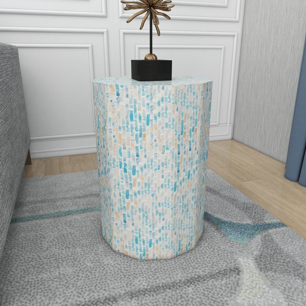 Blue Mother of Pearl Handmade Accent Table