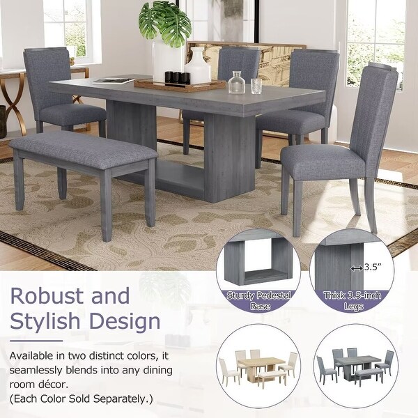 Extendable Dining Table Set with Removable Leaf，4 Upholstered Chair