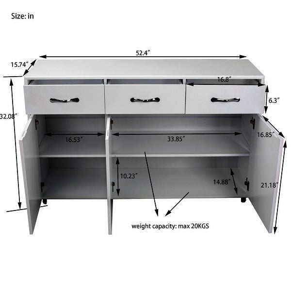 TiramisuBest Modern MDF Three Doors Side Table-Six Drawders