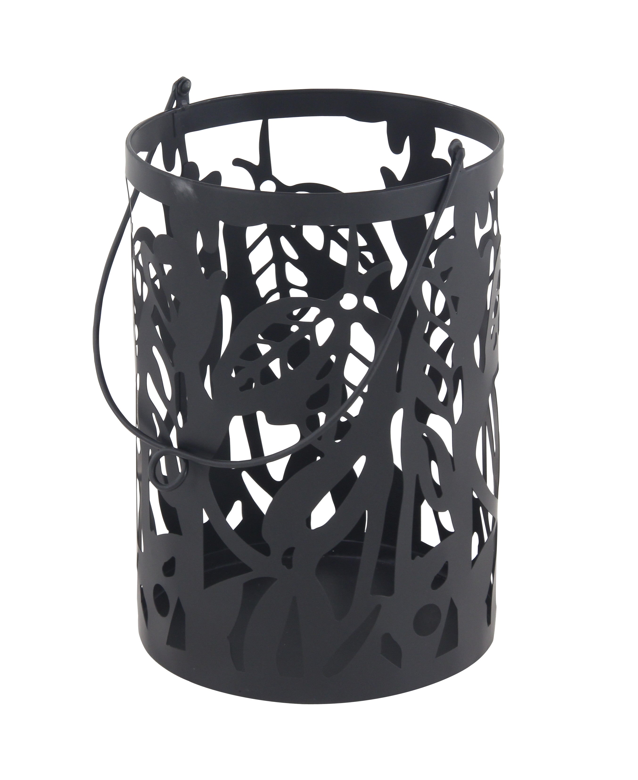 Decmode Eclectic 11 And 14 Inch Round Black Iron Candle Lanterns - Set of 2