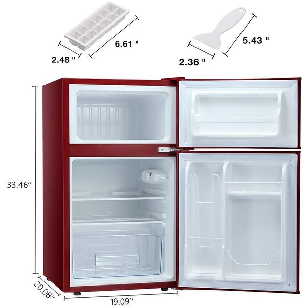 3.2 Cu.Ft Freestanding Compact Refrigerator with Freezer，2 Doors