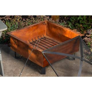 Sterling Oaks Boxite Steel 26 in. Square Wood-Burning Fire Pit in Copper 52119