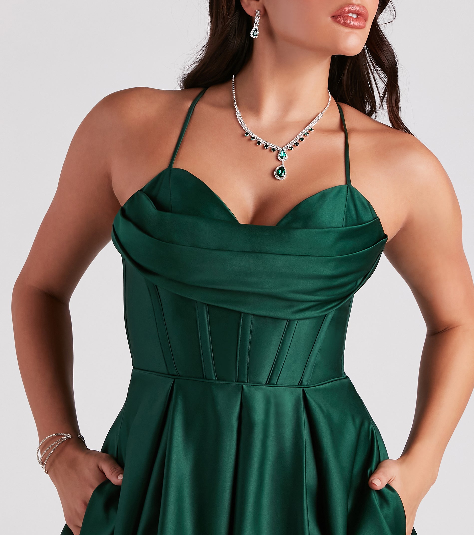 Kayla Satin Cowl A-Line Ball Gown