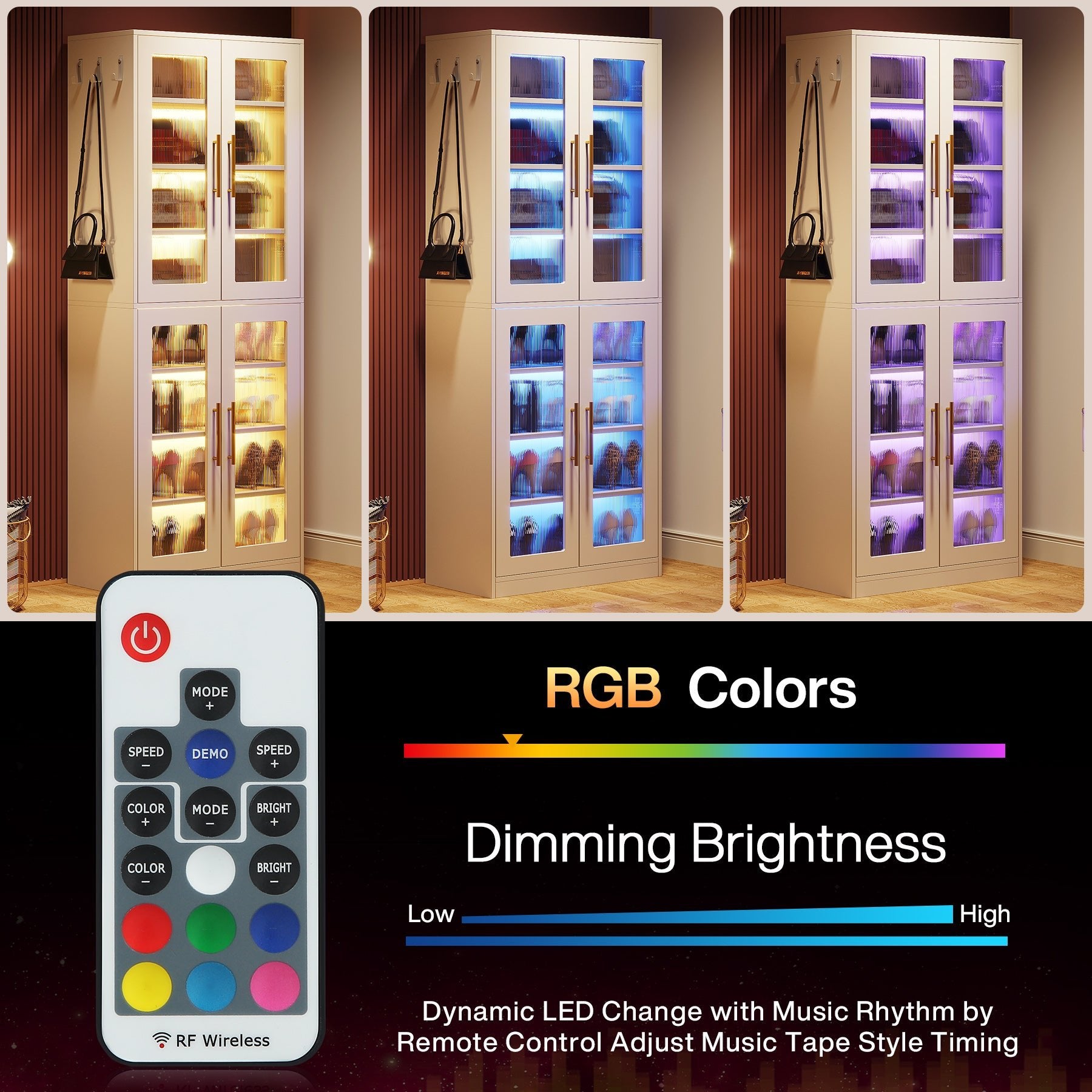 Freestanding Shoe Cabinet with Acrylic Doors and LED Lights