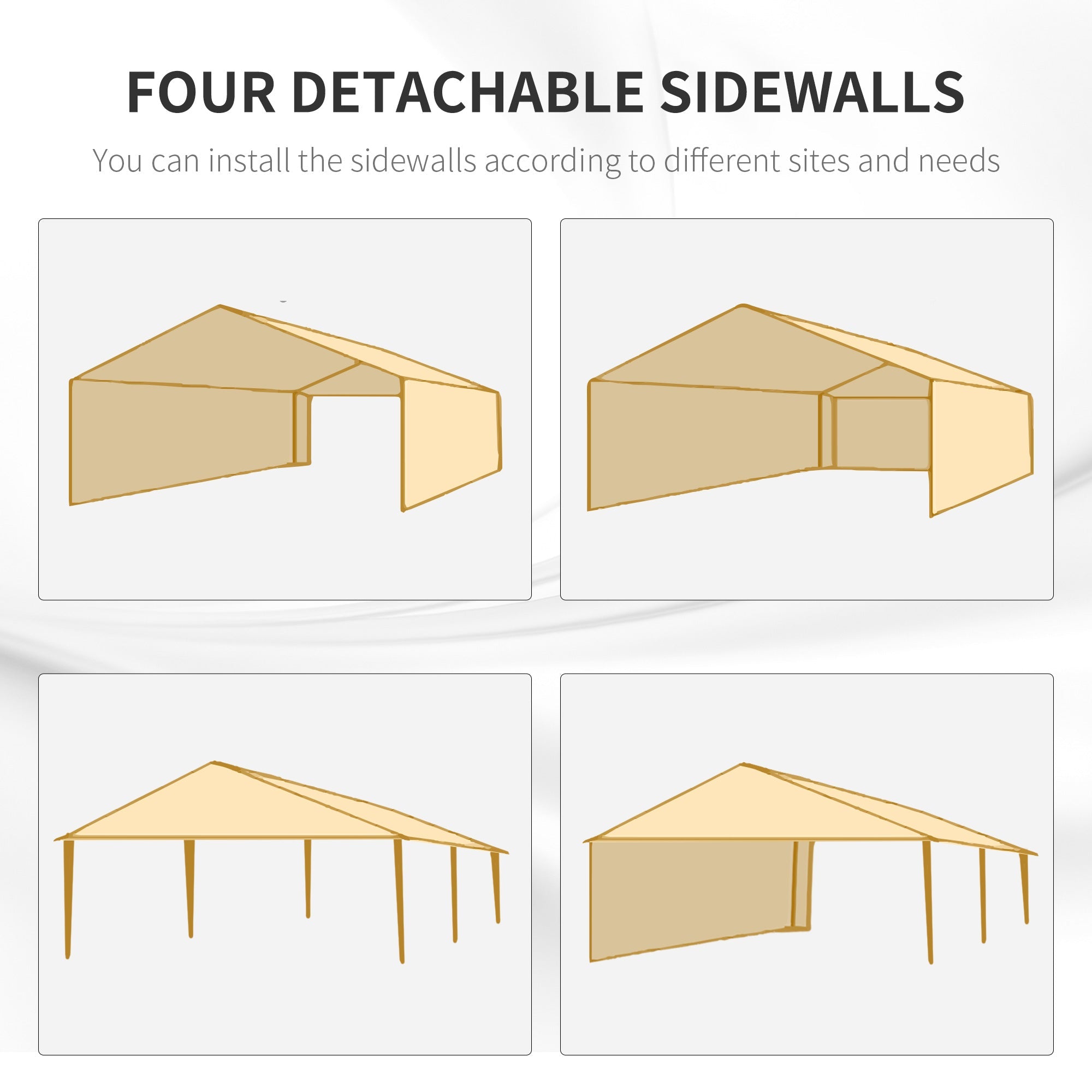 Outsunny Large 10' x 20' Party Tent, Events Shelter Canopy Gazebo with 4 Removable Side Walls for Weddings, Picnic, Blue