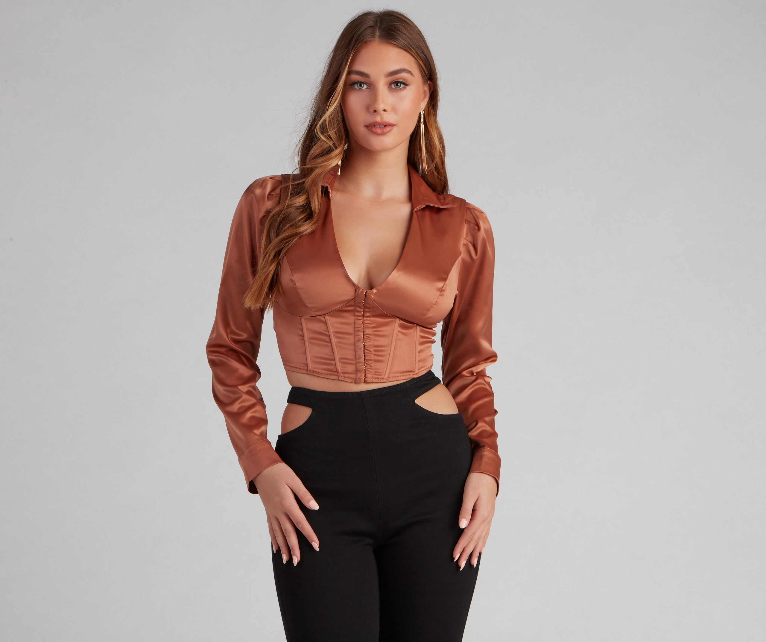 Be My Sweetheart Corset Satin Crop Top