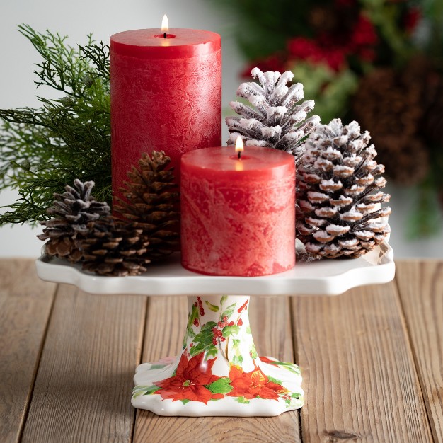 Cranberry Timber Pillar Candles Kit Set Of 3