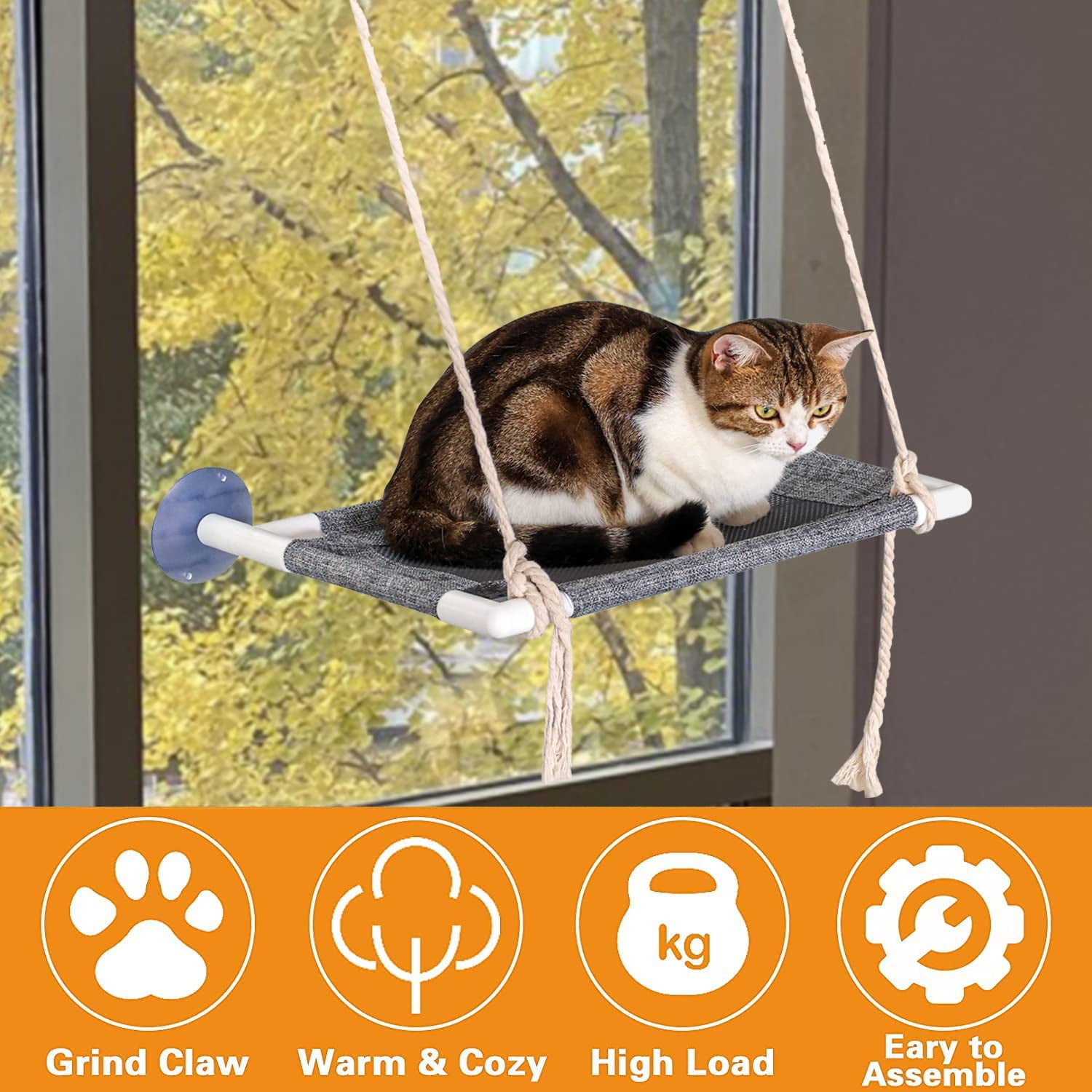 YOYTOO Cat Window Perch， Cat Window Hammock Cat Mounted Seat Bed Shelf for Medium Large Cat