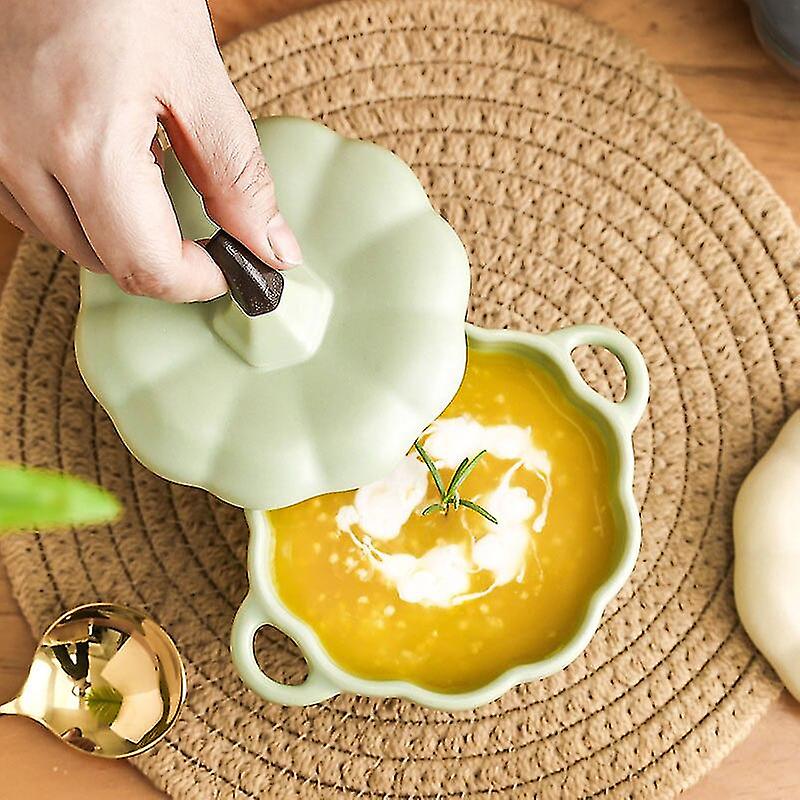 250ml Pumpkin Shape Ceramic Bowl With Lid Salad Cereal Bowl Glaze Soup Porridge Bakeware Oven Party Baking Pan Kitchen Tableware