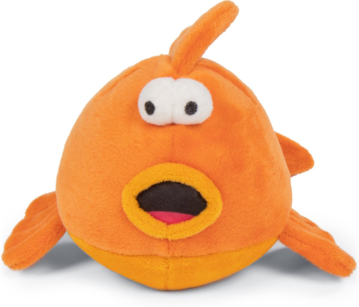 goDog Action Plush  Gold Fish Animated Squeaker Dog Toy， Orange Medium