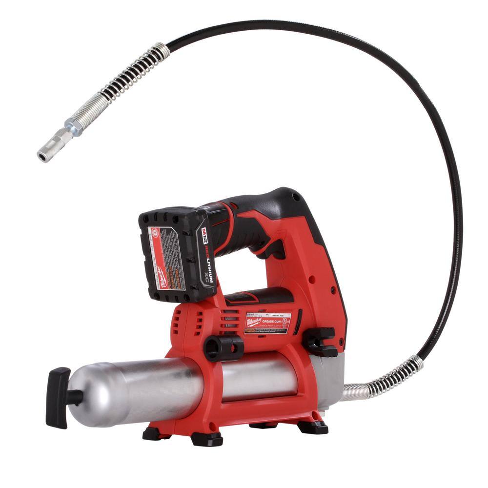 MW M12 12-Volt Lithium-Ion Cordless Grease Gun Kit with One 3.0 Ah Battery Charger and Tool Bag wM12 ROVER Service Light 2446-21XC-2367-20