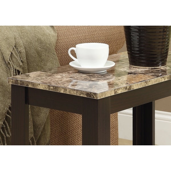 Cappuccino Marble Top Rectangular Side Accent Table