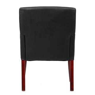 BOSS Office Products Black Contemporary Guest Chair Mahogany Finish Legs B619