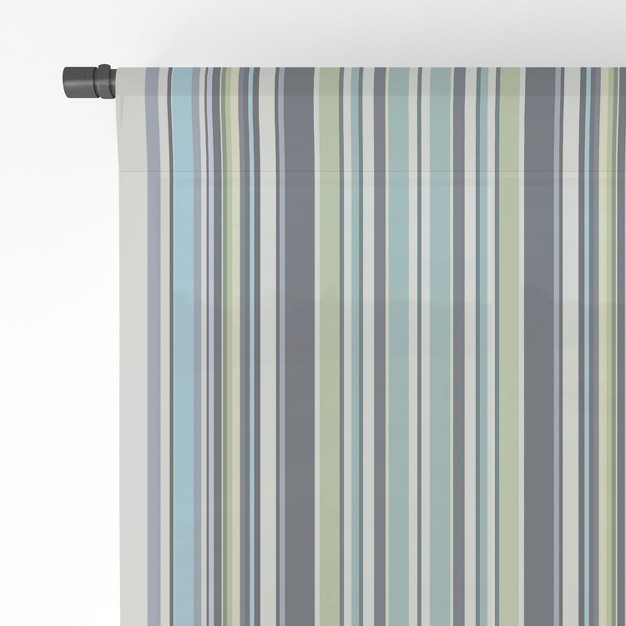 Sheila Wenzel ganny Lavender Mint Blue Stripes Single Panel Sheer Window Curtain Deny Designs