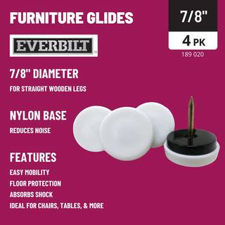 Everbilt 78 in. White Plastic Round Nail-On Furniture Glides with Nylon Base for Floor Protection (4-Pack) 4609744EB