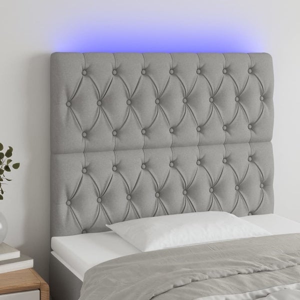 vidaXL LED Headboard Dark/Light Gray Fabric - - 37421103