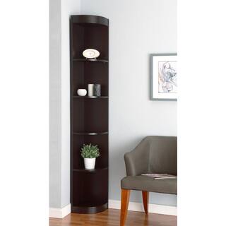 Furniture of America Chios 77 in. Warm Espresso 5-Shelf Standard Corner Bookcase ID-10370C