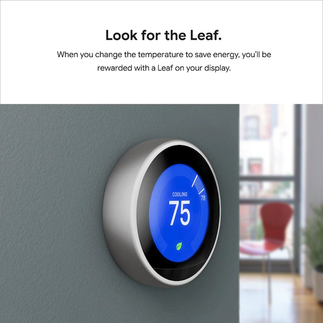 Google Nest Learning Smart Thermostat (3rd Generation) with WiFi Compatibility - Mirror Black