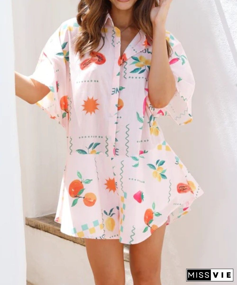 Simple Fruit Print Jumpsuit