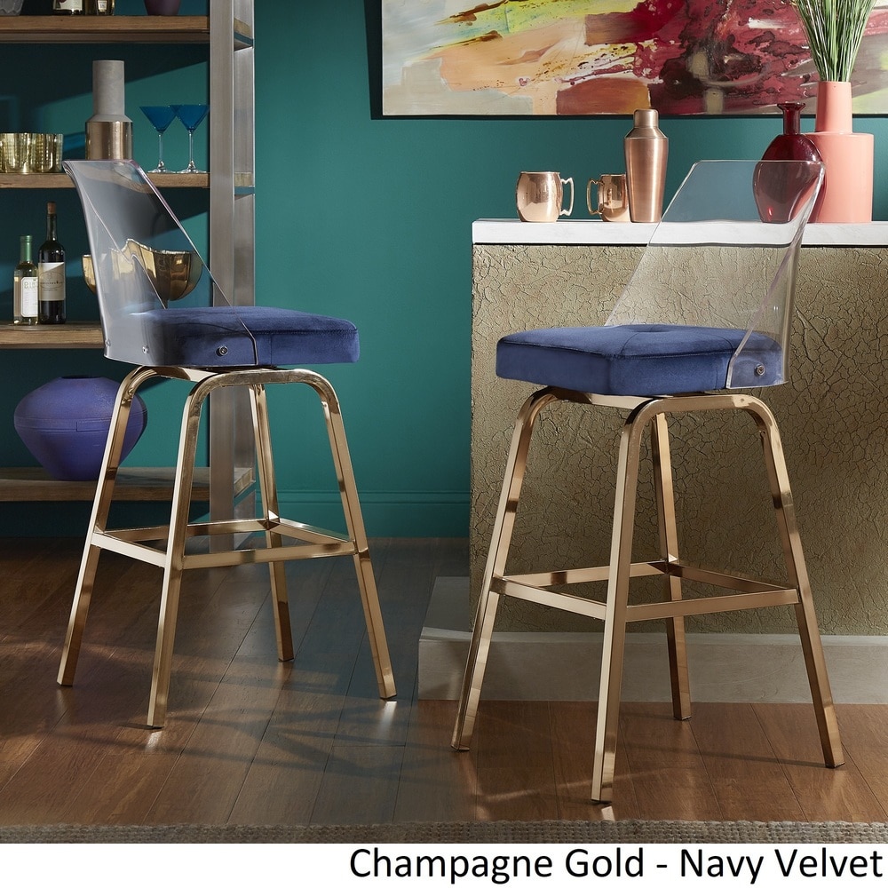 Lennox Velvet Bar Height Swivel Stools (Set of 2) by iNSPIRE Q Bold