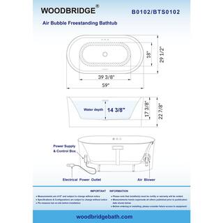 WOODBRIDGE Diana 59 in. Acrylic FlatBottom Double Ended Air Bath Bathtub with Polished Chrome Overflow and Drain Included in White HBT5755