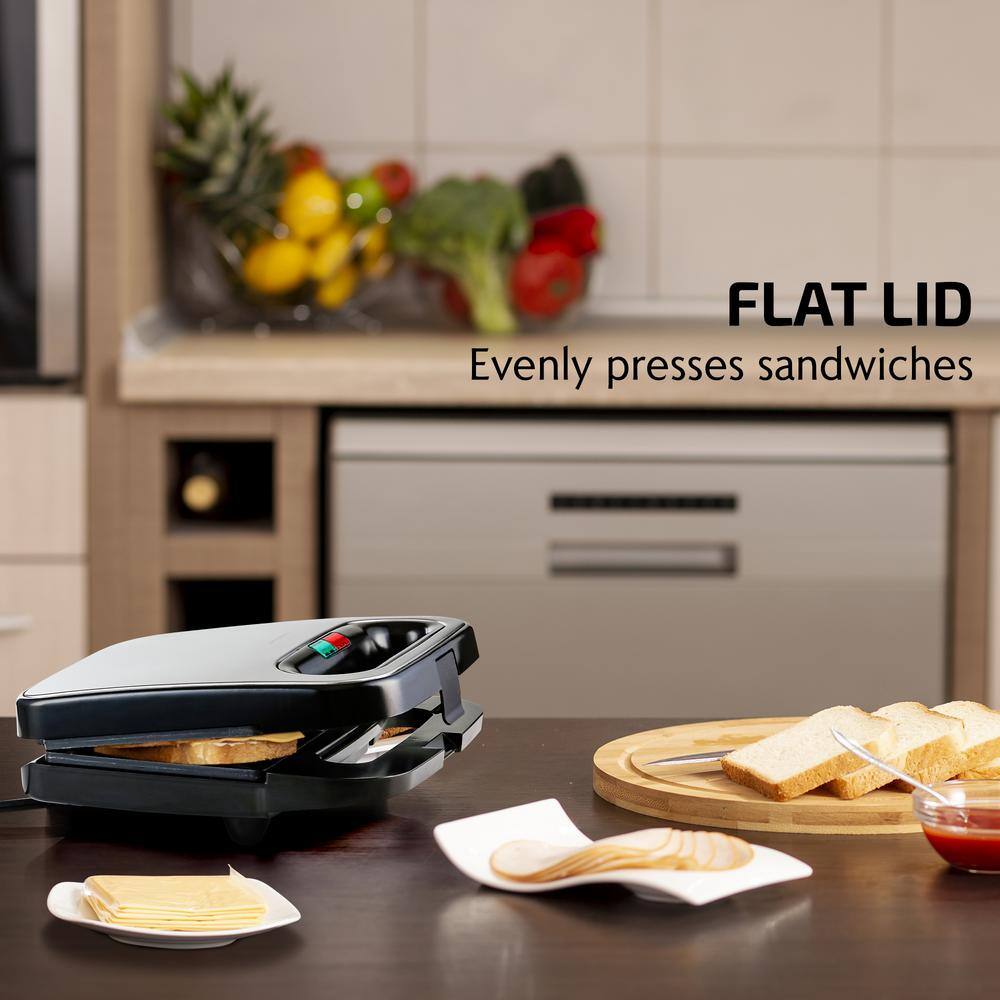 OVENTE 2-Slice Electric Sandwich Maker Non Stick Grill Black (GPS401B) GPS401B