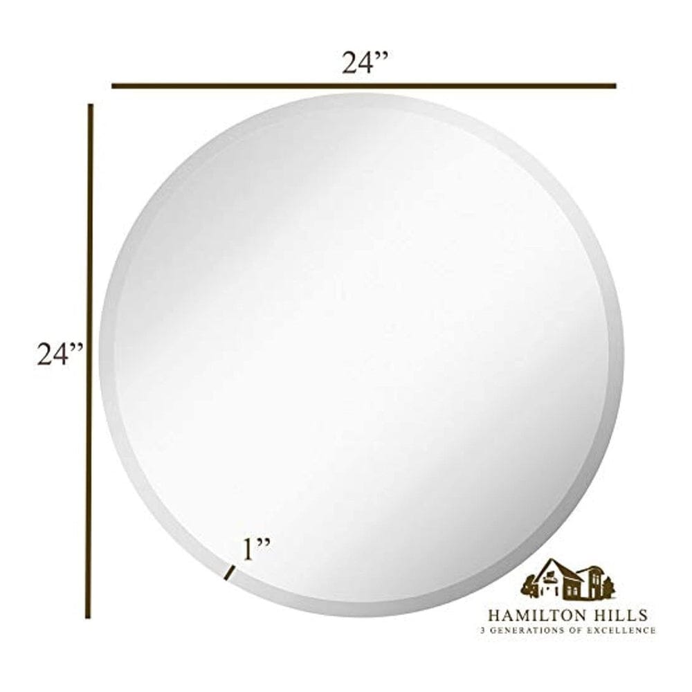 Large Simple Round 1 Inch Beveled Circle Wall Mirror Frameless (24