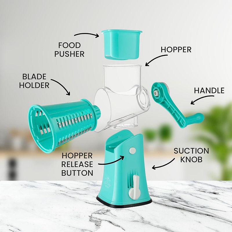 Rotary Cheese Grater with Handle and Upgraded Suction Base