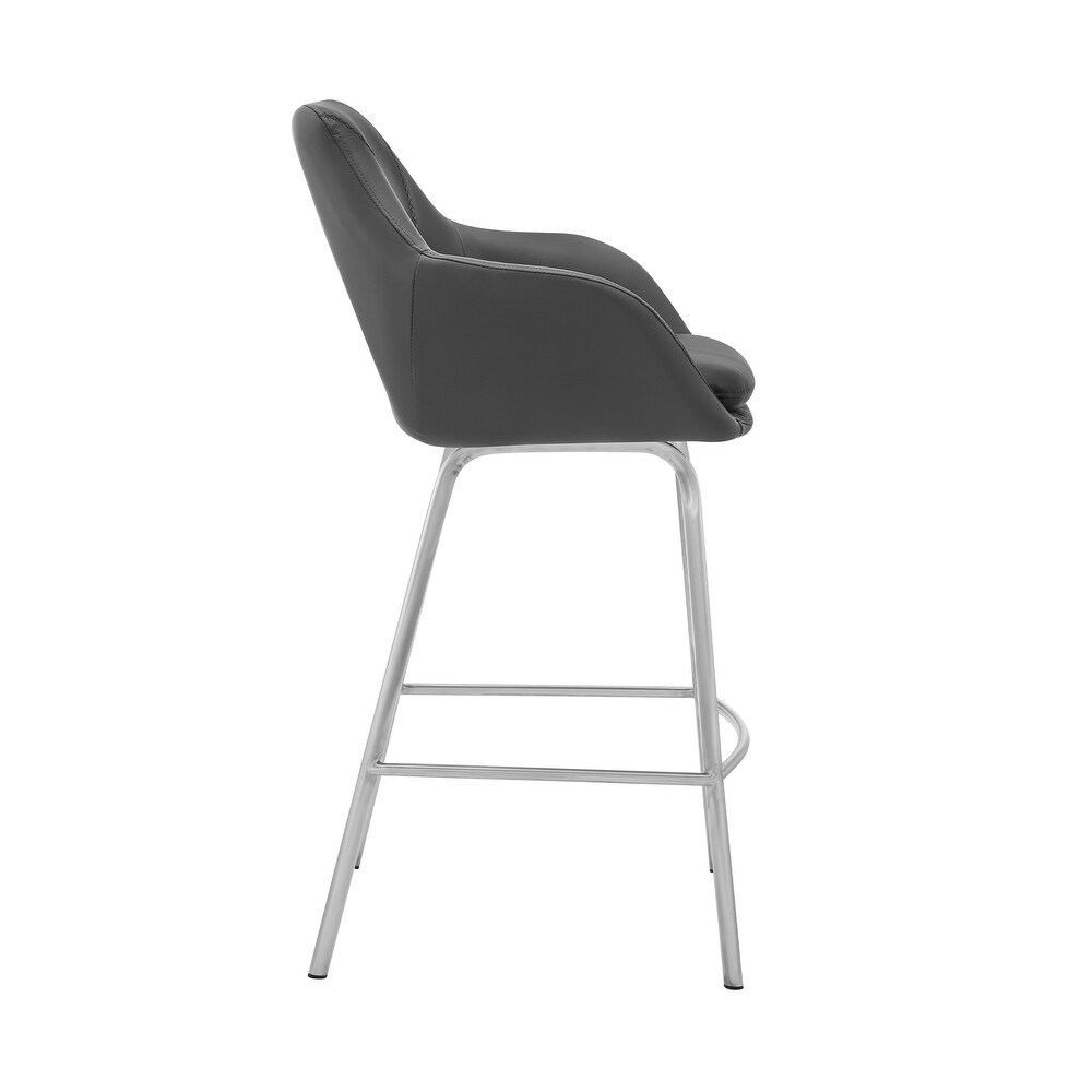 Aura Faux Leather and Metal Bar Stool