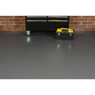 G-Floor Rib 7.5 ft x 17 ft Slate Grey Vinyl Garage Flooring Cover and Protector GF55RB717SG