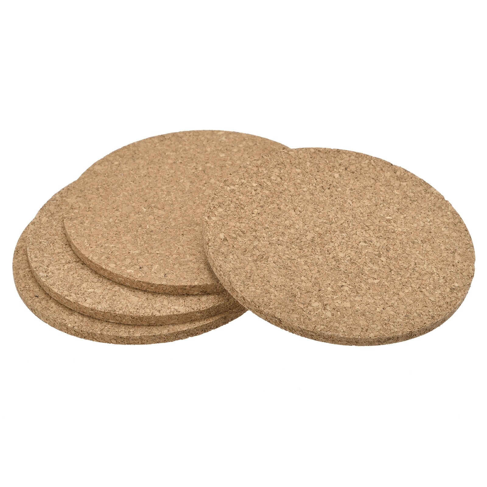 100mm Round Coasters 4mm Thick Cork Cup Mat Pad for Tableware 4pcs - Wood