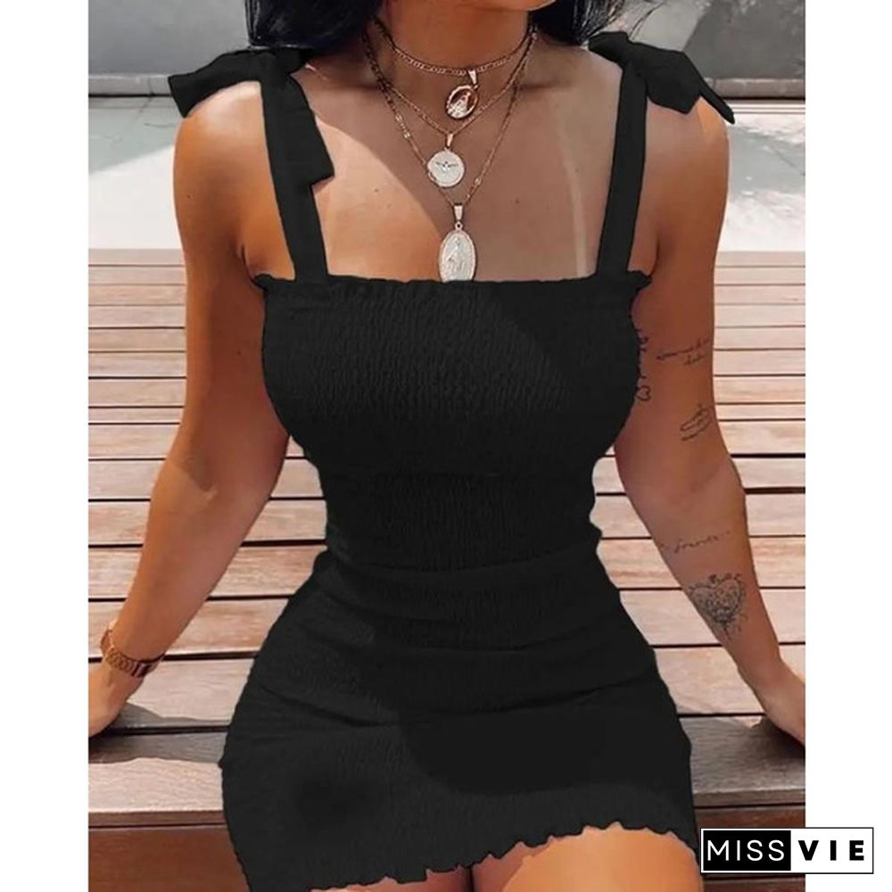 Plus Size Women Fashion Off Shoulder Sleeveless Smocked Bodycon Dress Women Strapless Mini Dresses Ladies Short Party Club Printing Dress