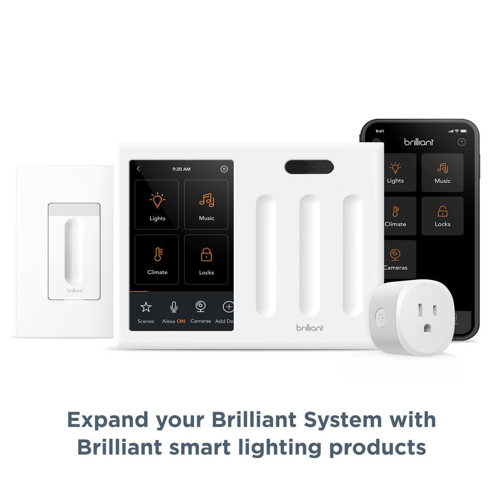 Brilliant Smart Home Control 3-Switch Panel -Alexa Google Assistant Apple Homekit Ring Sonos and More BHA120US-WH3