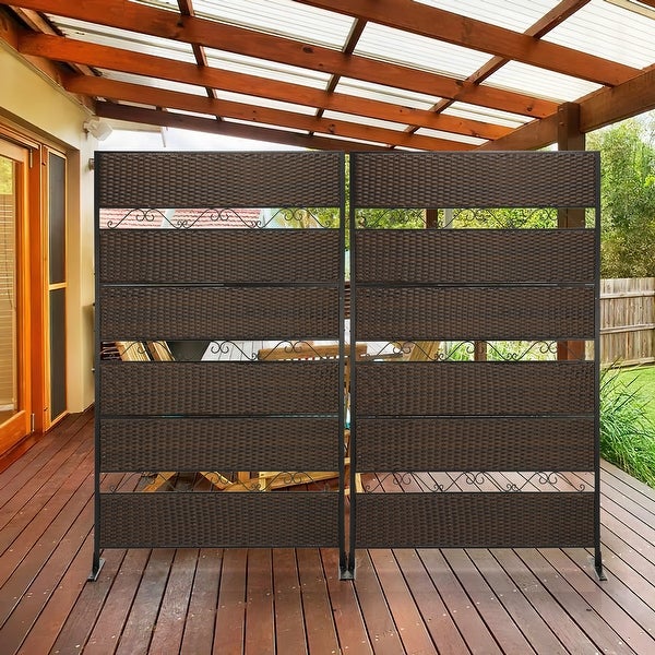 Rattan Outdoor Privacy Screen， Outdoor Divider Decorative Privacy Fence Screen