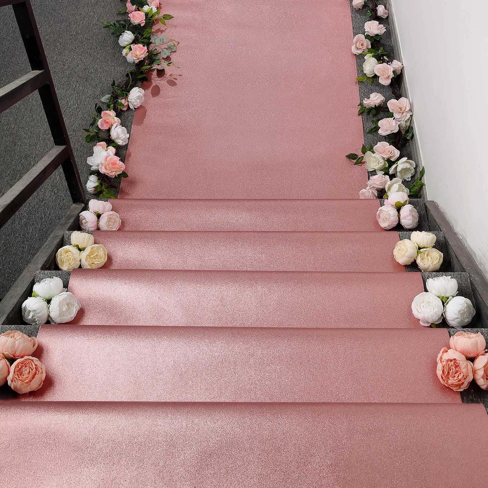 Rose Gold Sparkle Glitter Wedding Aisle Runner, Non-Woven Red Carpet Runner Prom, Hollywood, Glam Parties 3ftx50ft