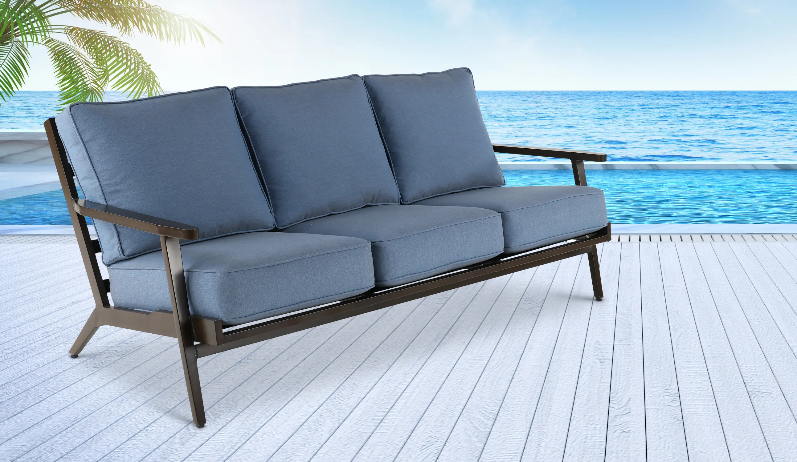 Adeline Denim Blue Patio Sofa