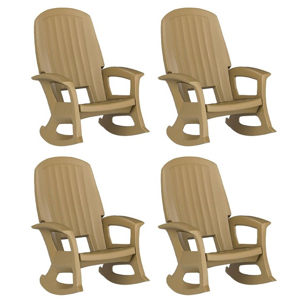 Semco Rockaway Heavy duty Outdoor Rocking Chair W low Maintenance All weather Porch Rocker amp Easy Assembly For Deck And Patio Taupe 4 Pack