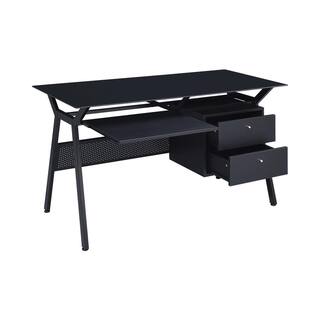 Coaster Home Furnishings Weaving 55 in. Rectangular Black 2-Drawer Computer Desk with Keyboard Tray 800436