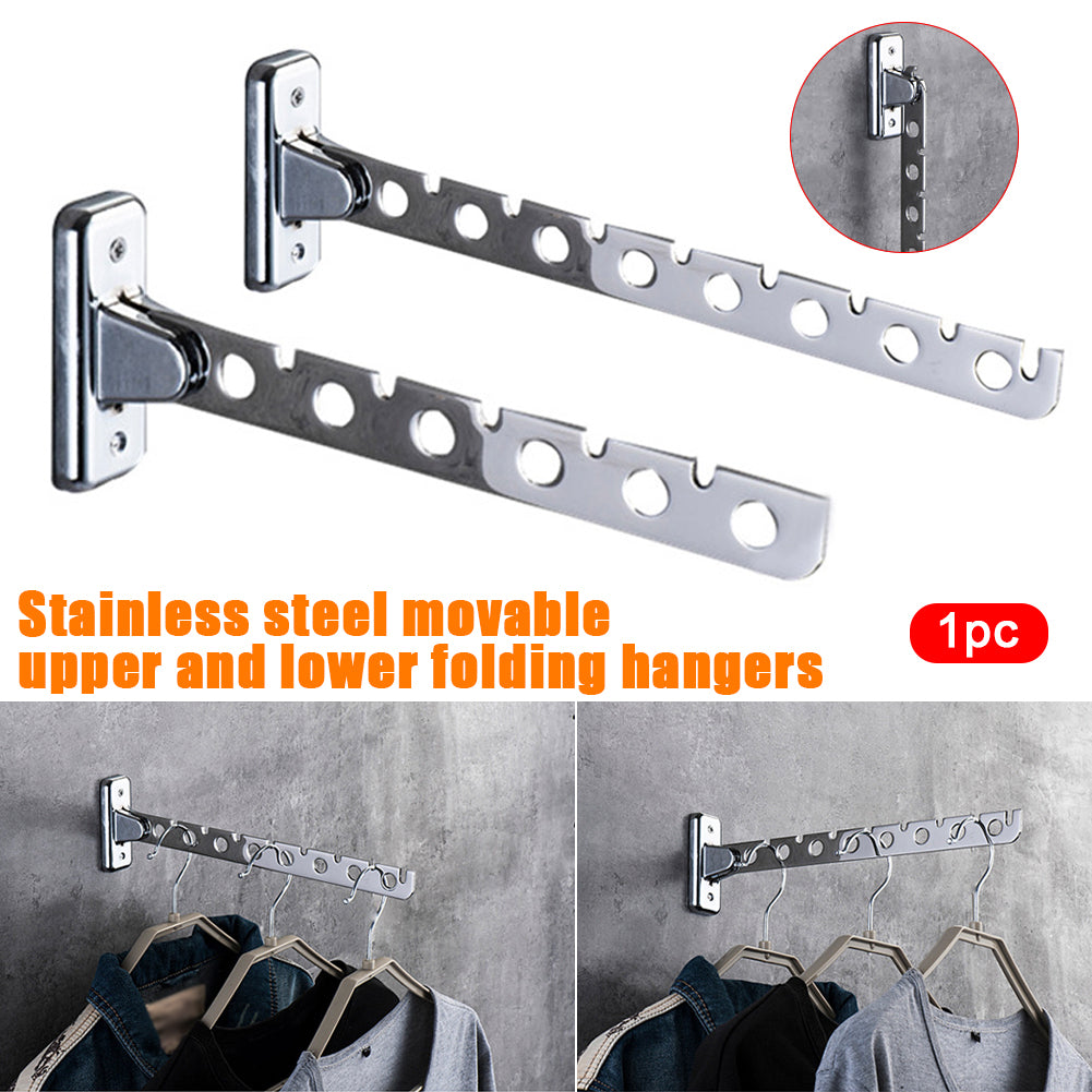 BESPOTT 6/8 Holes Folding Wall Mounted Clothes Hanger Rack Coat Drying Hook Stainless Steel