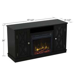 Twin Star Home 47.5 in. Freestanding Wooden Electric Fireplace TV Stand in Black 18MM6092-PB84S