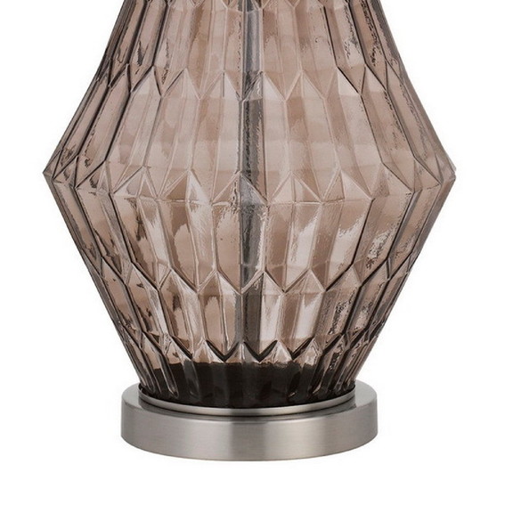 Benjara BM272317 31 Inch Glass Table Lamp with Dim...